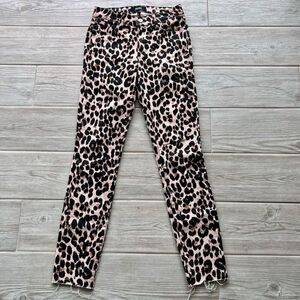 Paige Women's Pink Leopard Print‎ Frayed Hem Skinny Hoxton Ankle Jeans Size 23